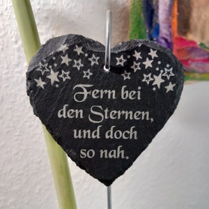 Corazón de pizarra con grabado de texto deseado, para arreglo de tumbas, tapón de pizarra, regalo de luto, tapón de planta, decoración de tumbas, 48 fuentes personalizadas