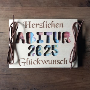 Carte cadeau en argent pour remise de diplôme avec texte souhaité carte cadeau en bois / surprise / emballage cadeau / carte en bois / carte de félicitations