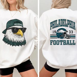 Comfort Color Philadelphia Mascot Football Vintage 2 Side Tröja, Ungdom Philadelphia Football, Match Day T-shirt, Fotbollssäsongströja
