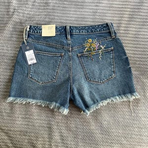 Women’s denim floral sunflower embroidered shorts