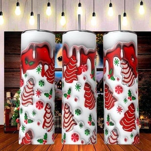 Christmas Tree Cake 20 oz Tumbler-  inflated design