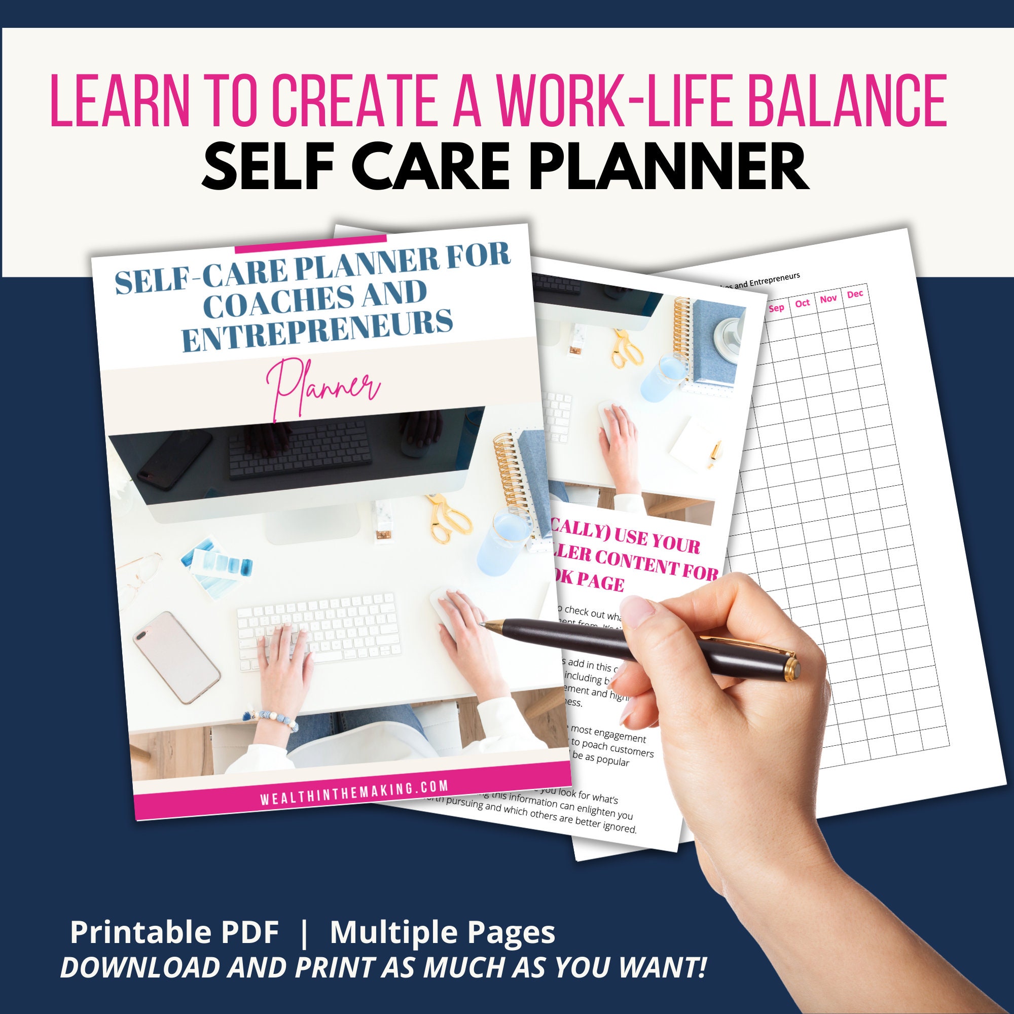 Self Care Planner, Self Care for Entrepreneurs, Work Life Balance ...