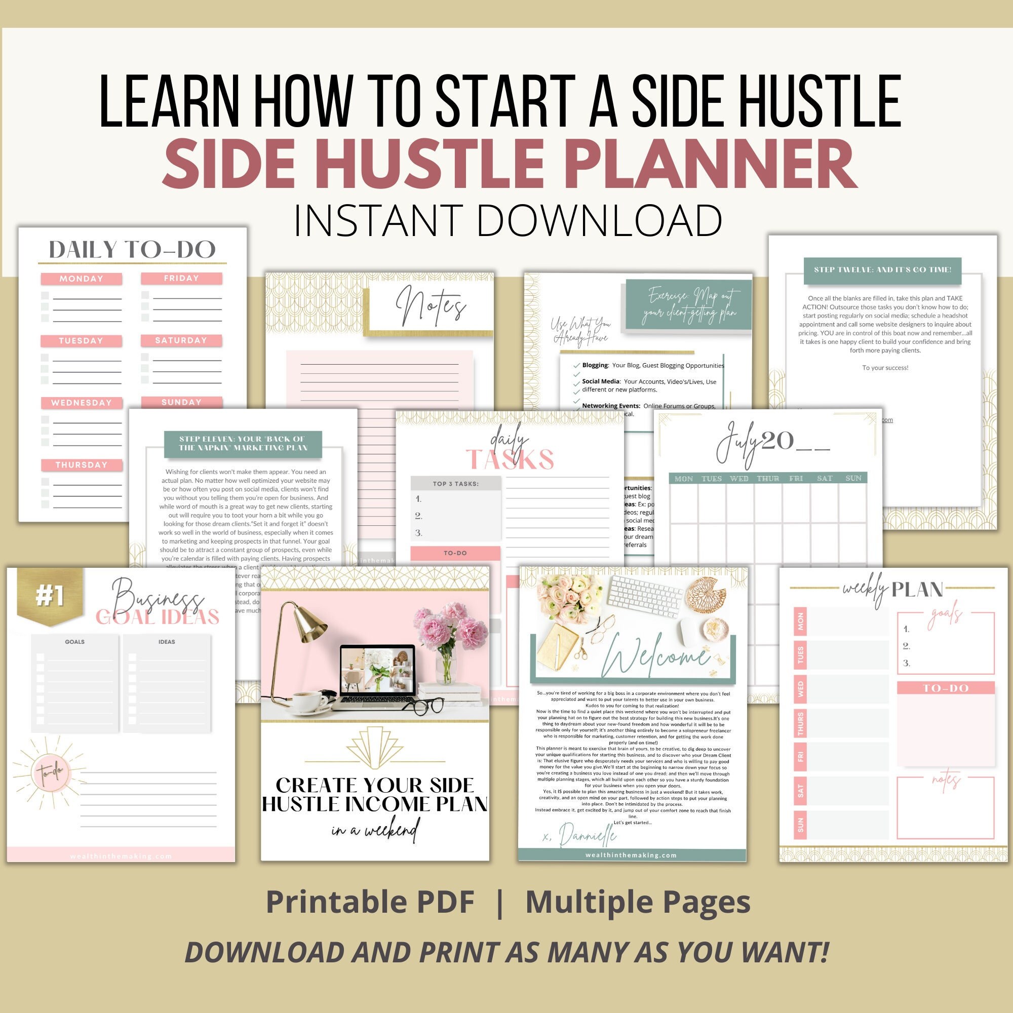 Side Hustle Planner, Side Hustle Planner, Online Business
