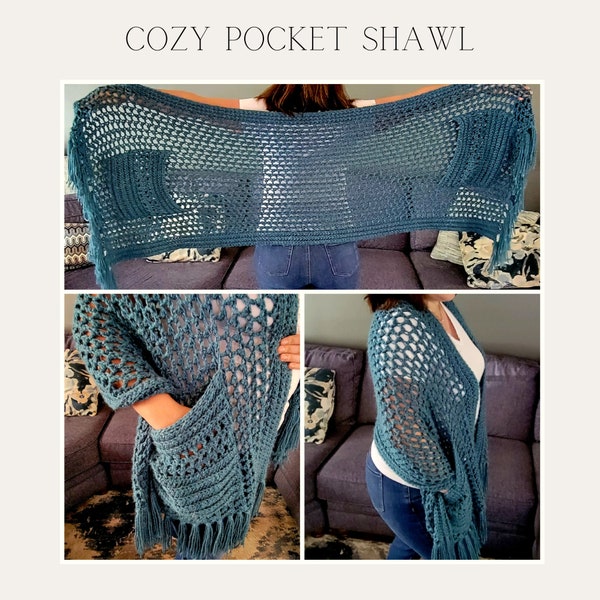 Lightweight Shawl with Pockets, Womens shawl with pockets, Mother's Day Gift, Women's Shawl, Women's pocket shawl, Scarf with pockets