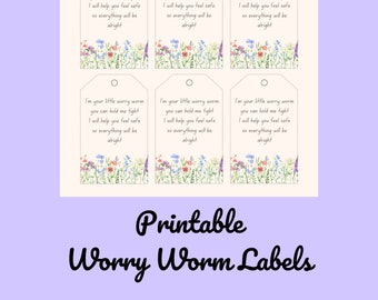 Worry Worm Poem Labels // Worry Worm Tags, Printable Handmade Label, Small Business Labels, Tags for Handmade Items, Crafting Tags