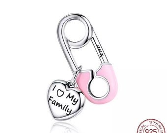 Charm for Bracelet Sterling Silver 925 I love My Family