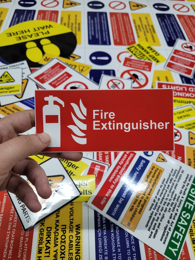 Fire Extinguisher Warning Sticker x2 language Options Etsy