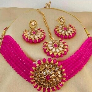 Peach - Kundan Work Choker Necklace Set 54