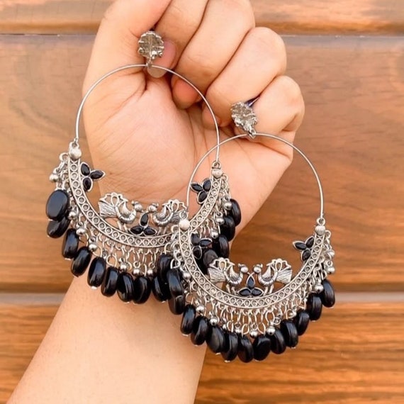 Black indian earrings hotsell