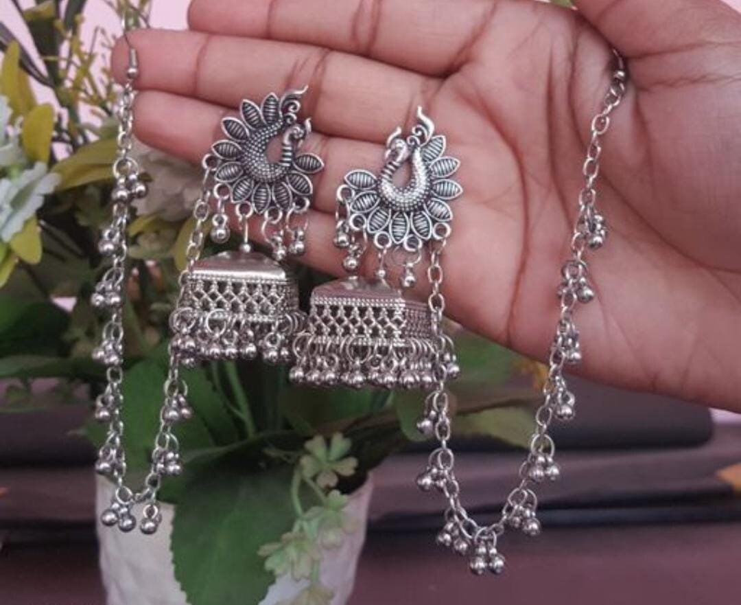 Oxidized Bahubali Indian Earrings Indian Earrings Oxidized
