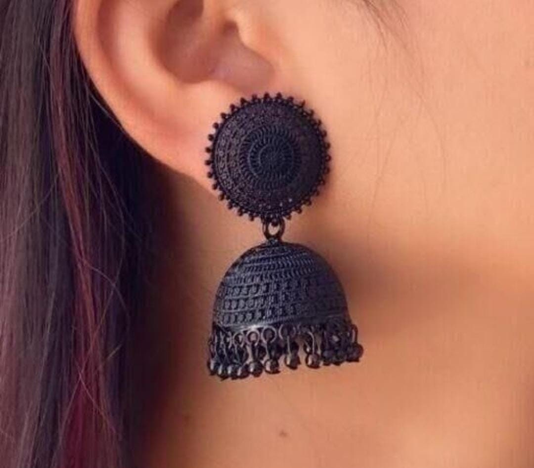 Indian Style Oxidized Earrings, Ethnic Handmade Silver Tone Earrings With  Pearls, Massive Dangle Earrings, Silver Kuchi Jewelry - Etsy