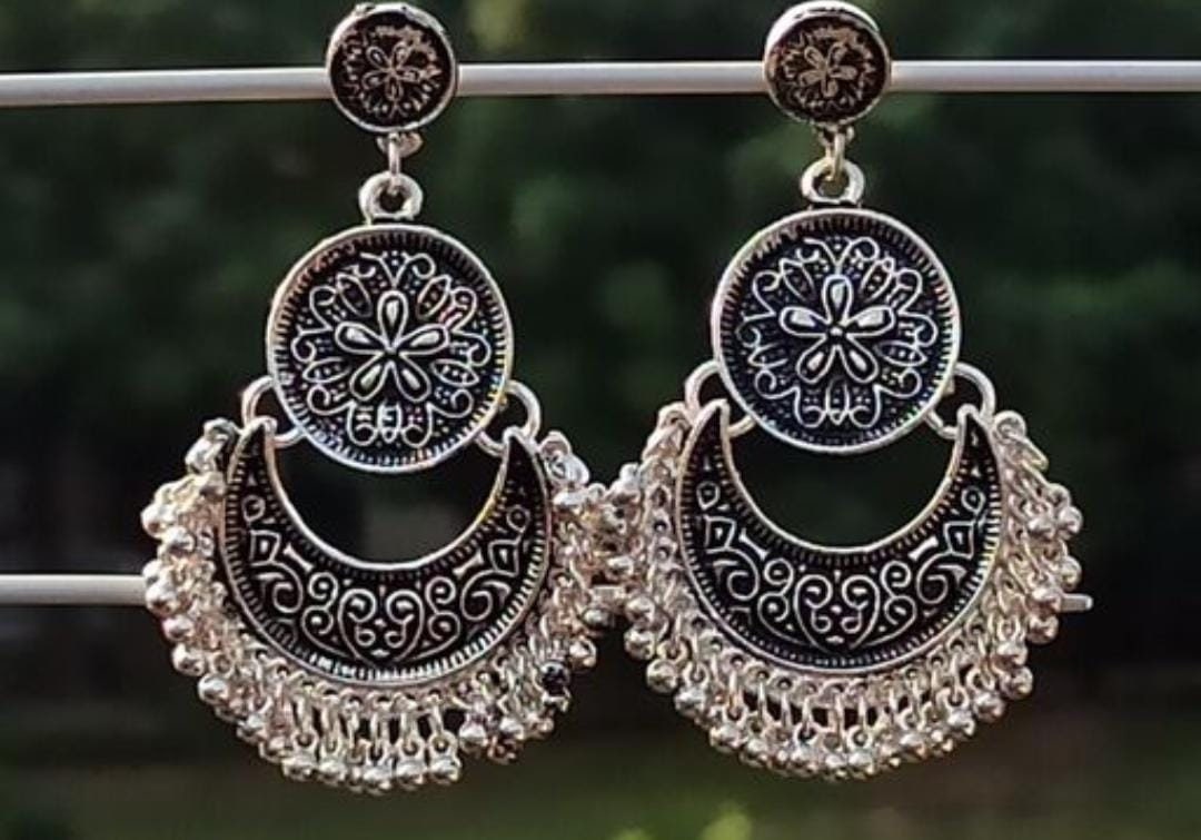 Flipkart.com - Buy SHAH ENTERPRISES Afghani Moon Style Jhumka Earrings  Silver for Womens and Girls Alloy Jhumki Earring Online at Best Prices in  India