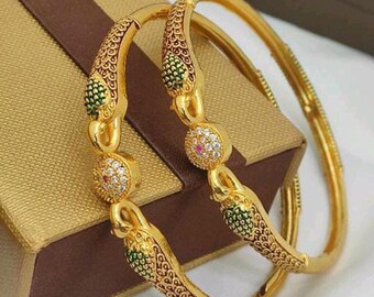 Micro Copper Matte Finish Gold Bangles, Golden Brass Bangles, South Indian Bangles, Bridal Kangan, Hand Accessories, Indian Chuda, Gifts