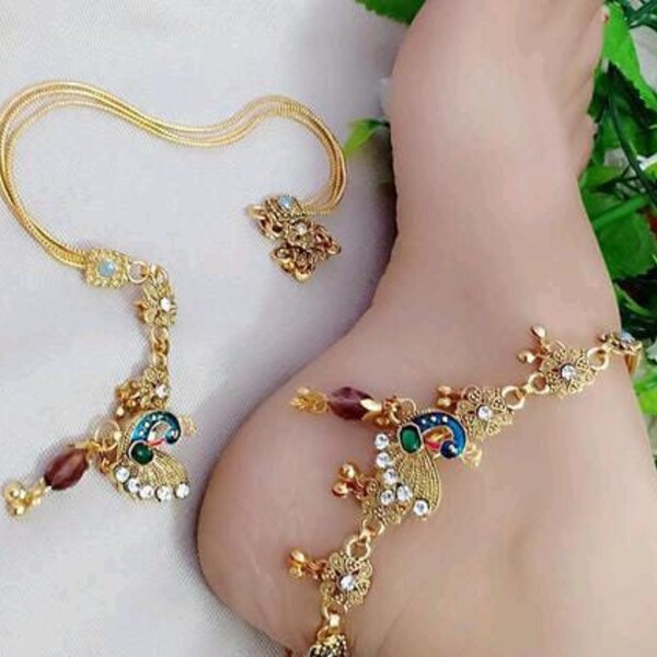 Beautiful Gold Plated Ghungru anklets for women/ Gold Plated Handmade Ghungru Anklets / Payal / Payzeb /  Indian ethnic anklet/ Toe Ring