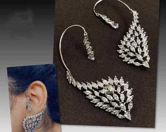 Non-piercing Earrings, Oxidized Ear-cuffs, Indian Earrings, Oxidized Silver Indian Earrings, Bollywood Earrings, Afghani Earrings, Gifts