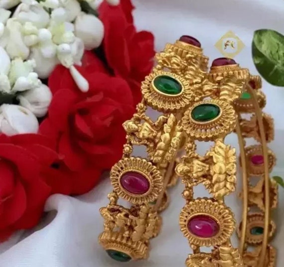 South Indian Temple Rajasthani Bangle Set Hand Accessories Punjabi Bangles Bridal Bangles Bracelet Set Indian Bangles Chudiya