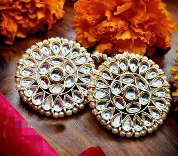 Round clearance kundan earrings