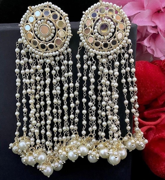 Buy Traditional Gold Plated 3 Line Wedding Earrings for Bridal