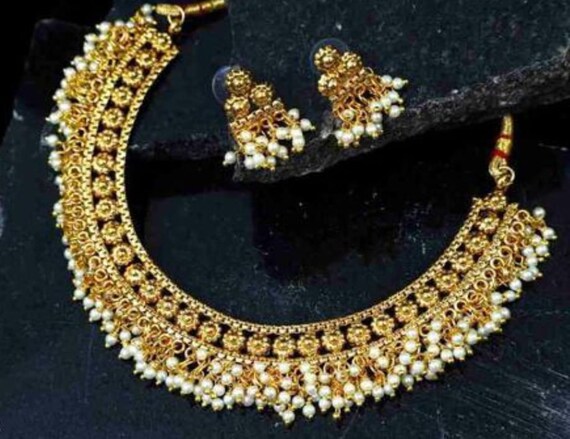 Temple Gold Plated Jewellery Set south Indian Necklace Choker