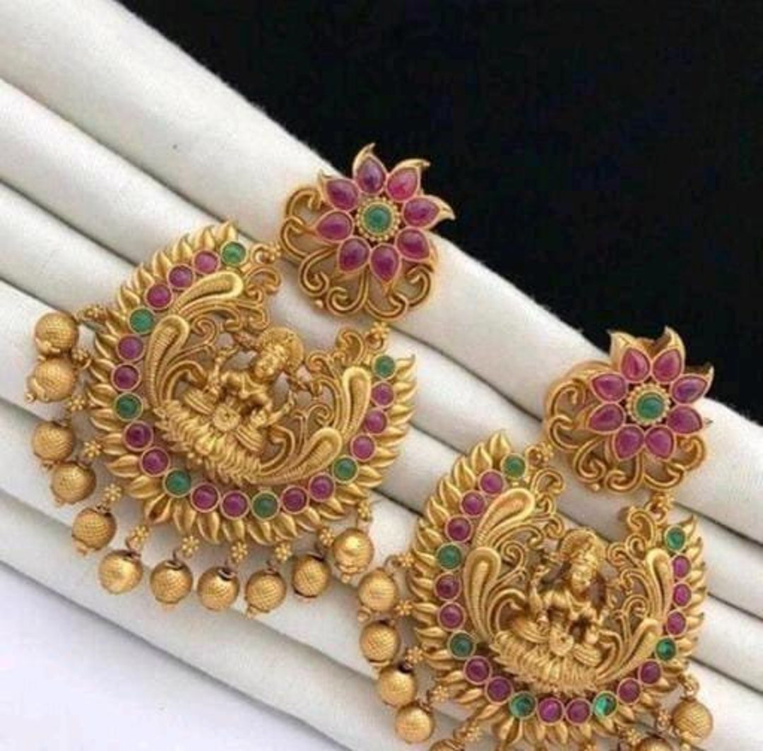 Buy Southindian Temple Gold Plated Earrings Indian Jhumka Indian ...
