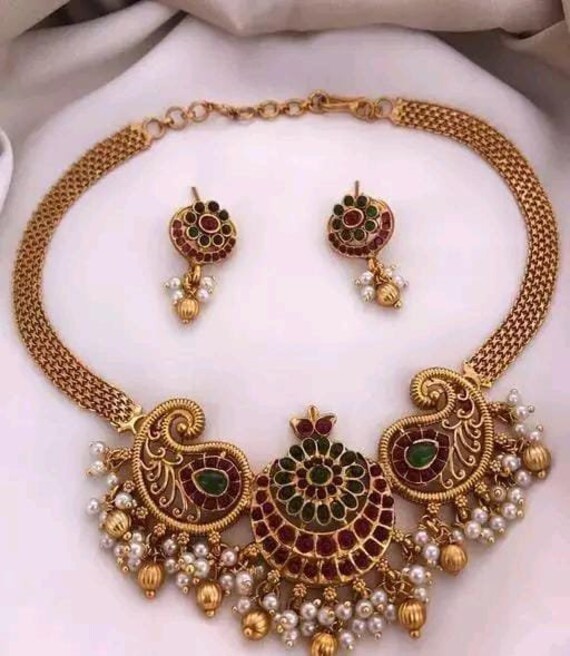 Gold south 2024 indian necklace