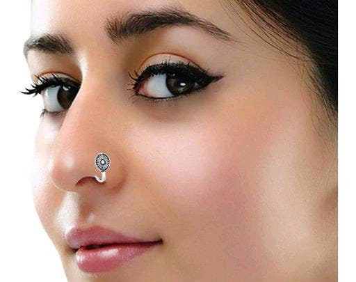 Oxidized Silver Plated Handmade Nose Clip, Nose Pin, Nose Rings & Stud for  Women/ Body Jewelry/ Non-piercing Classy Nose Pin for Women 