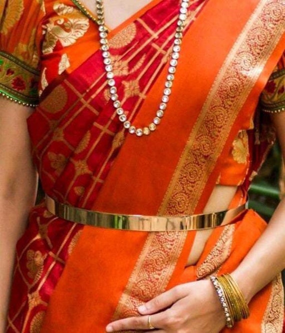 Saree Belt Plain Gold Finish/ Vandanamu/ Kamarband/Adult Saree Belt / South  Indian Jewelry/ Indian Wedding Saree Fixing Hip Belt