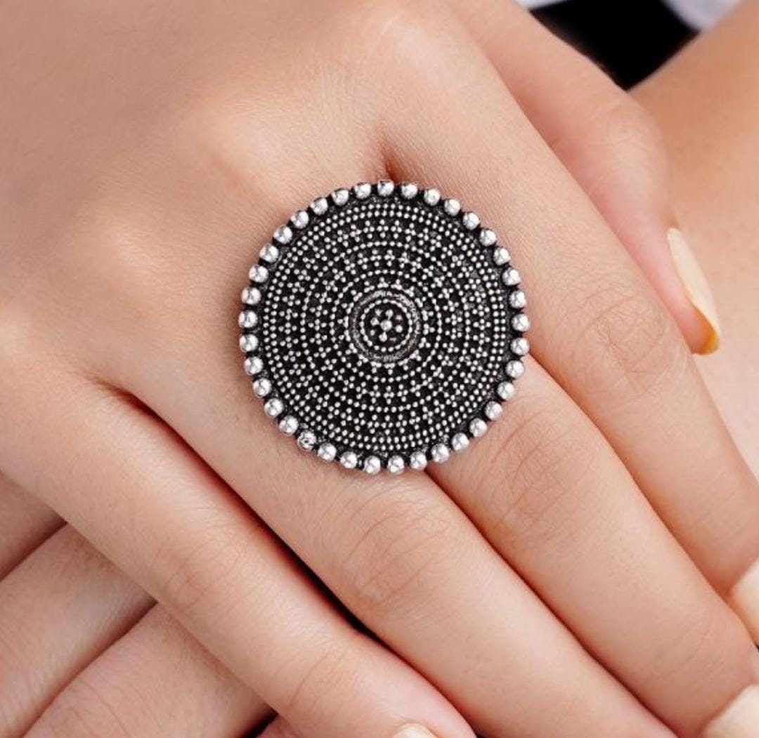 Adjustable Ring Two Finger Oxidised Silver Bohemian Jewelry. Dual Chain Ring.  | eBay
