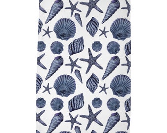 Blue Shells Tea Towel | Coastal Towel | Housewarming Gift | Nautical Towel | Kitchen Hand Towel | Bathroom Hand Towel