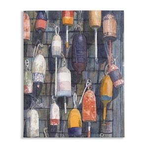 Buoys Canvas Art | Coastal Print | Canvas Art Print | Nautical Wall Decor | Fisherman Wall Art | Nautical Art | Patti Bishop Watercolors
