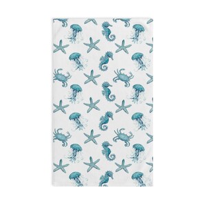Toalla de mano de cocina con acuarela de caballito de mar verde azulado / Toalla de mano decorativa imagen 2