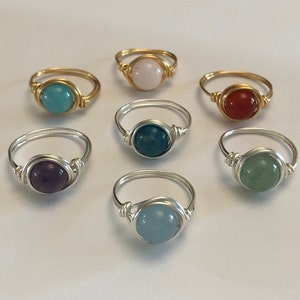 Wire Wrapped Gemstone Ring, Wire Wrapped Crystal Ring, Natural Gemstone Ring, Wire Wrapped Ring, Boho Jewelry, FREE SHIPPING
