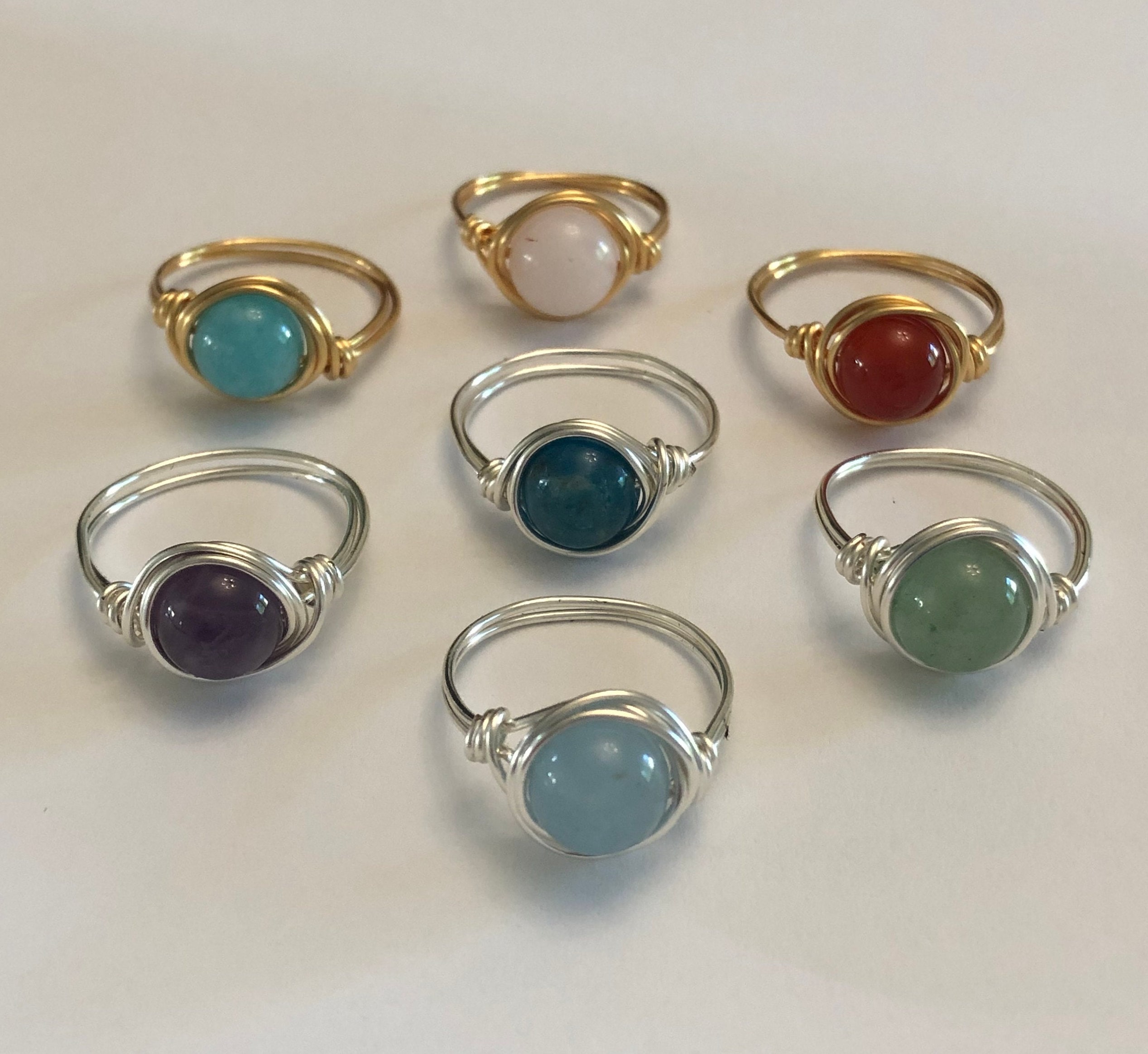 Wire Wrapped Gemstone Ring, Wire Wrapped Crystal Ring, Natural Gemstone Ring, Wire Wrapped Ring, Boho Jewelry, FREE SHIPPING