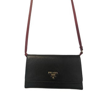 Prada Cartera Saffiano Auténtica Con Cadena