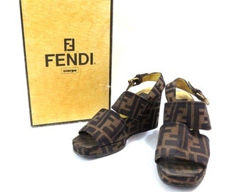 Fendi Authentic Vintage Zucca Platform Sandals