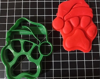 Santa Cute Paw Cookie Cutter - Joyeux Noël - Biscuit Cutters - coeur empreinte de pattes réaliste - cadeaux d'amoureux des chiens collations de Noël empreintes de pieds