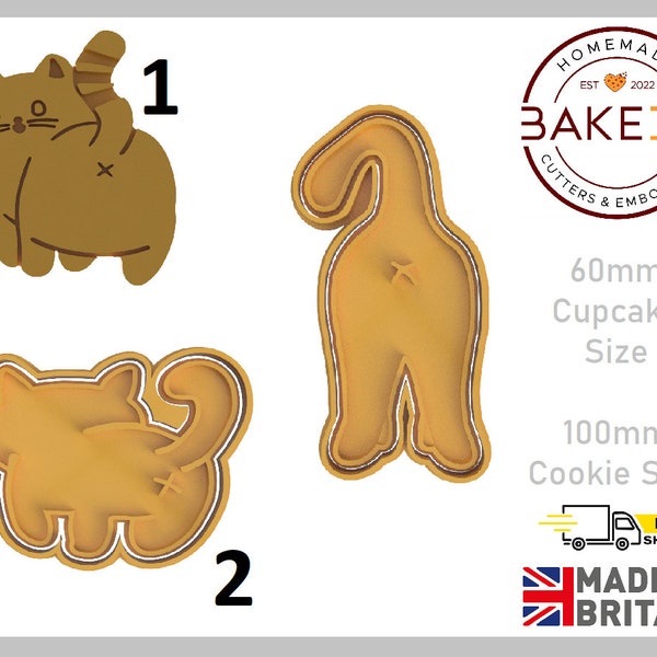 Kitty Butt cookie cutter |  biscuit cute happy cat butt  feline party friendly roll buttock body language behavior purrfect