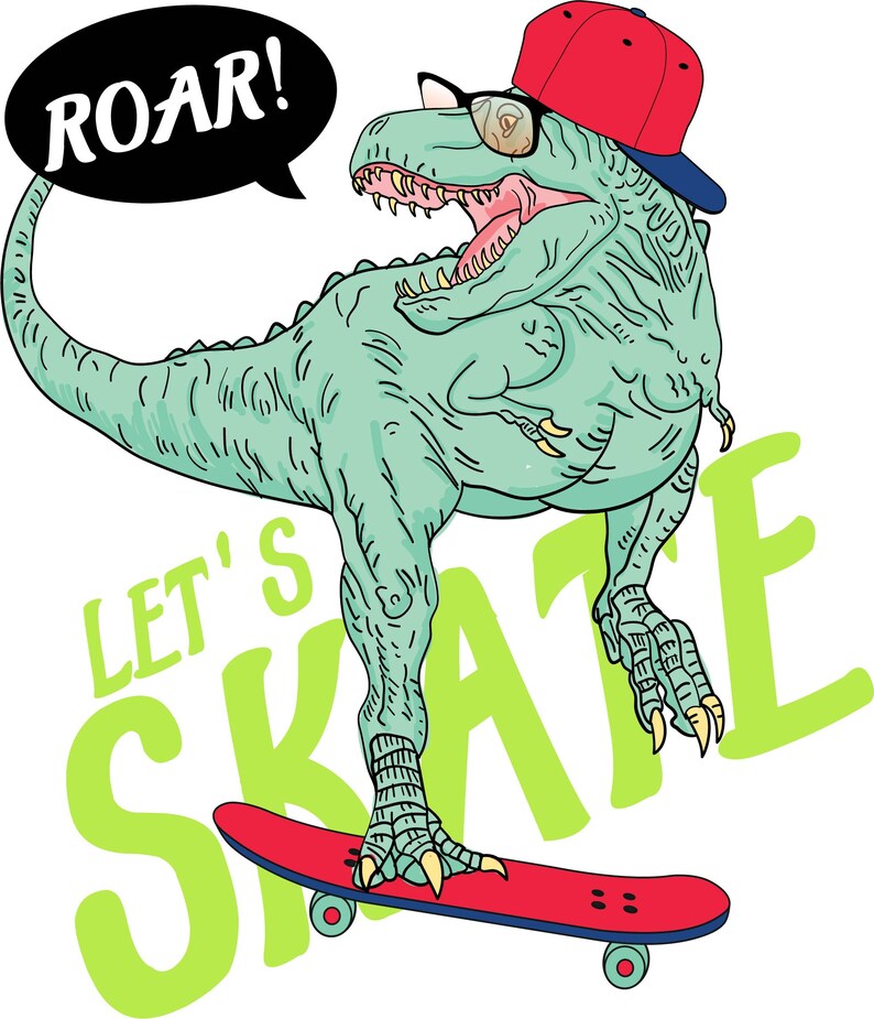 Dino on Skateboard Digital File Dino Svg T-rex Svg Dinosaur - Etsy