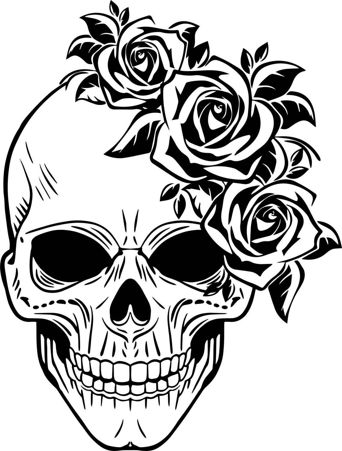 Totenkopf Und Blumen SVG Cutfile Cricut Silhouette Etsy sterreich