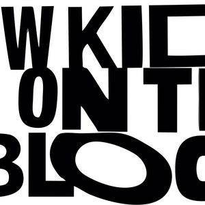 May include: Black and white graphic text that reads "NEW KIDS ON THE BLOCK".