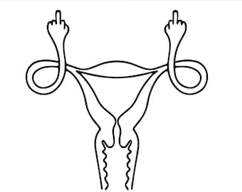 Wütend Uterus Mittelfinger SVG Datei für Cricut, Silhouette | Reh V Wade SVG | Feministische SVG | Flipping the bird | Beinhaltet: svg, png, dxf