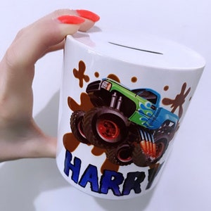 Monster truck personalised Money Box