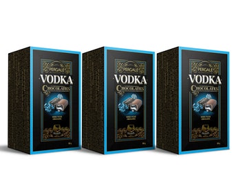3 x Dulces de Chocolate Negro Rellenos de Vodka, 190g / Dulces Internacionales / Caja de Dulces, Regalos Personalizados, Dulces Veganos, Regalo de San Valentín