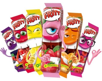 6 x FRITT Chewy Candy Mezcla de sabor a cereza, naranja, limón, baya, fresa y frambuesa, 70 g, 2,5 oz