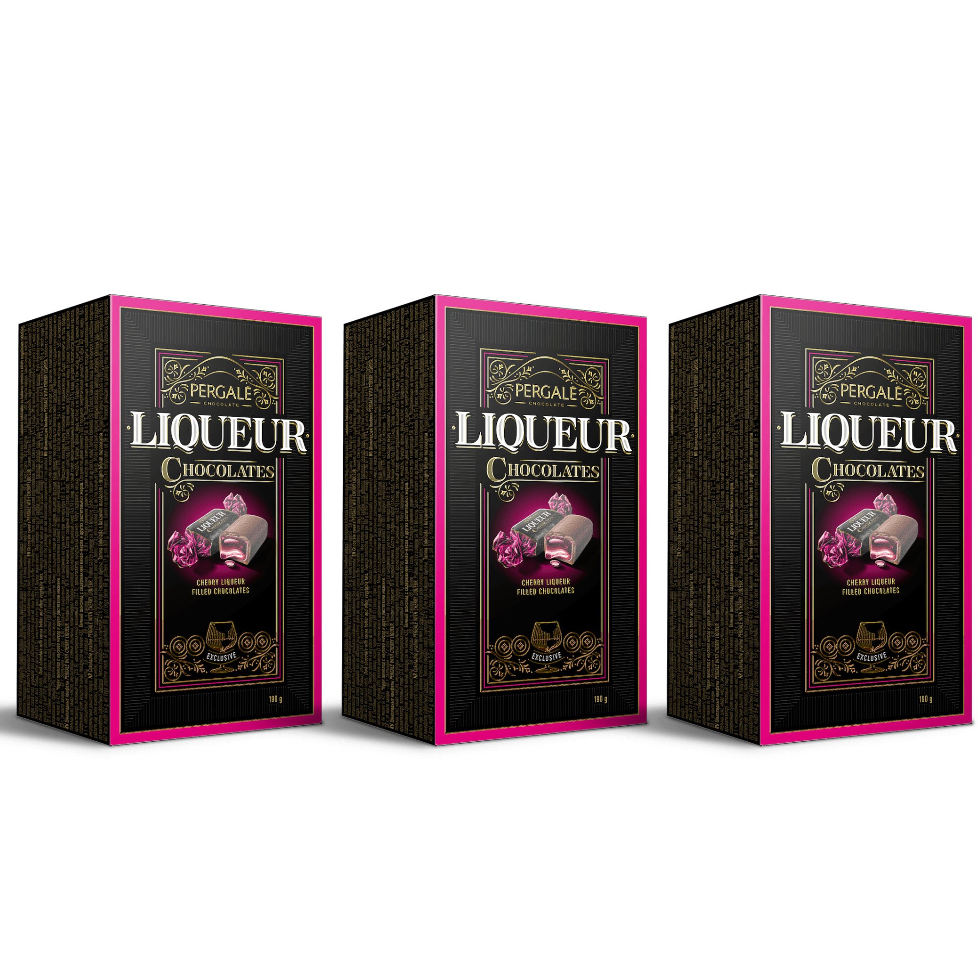 3 X Cherry Liqueur Filled Dark Chocolate Candies 190g International