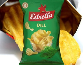 Crinkle Cut Potato Crisps Estrella Dill flavor, 250g