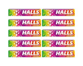 10 x HALLS Colors Fruit Flavor Mix Pastilles Refreshing Candy Drops, 33g 1.16oz