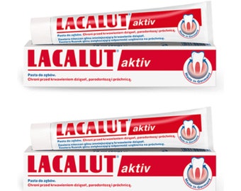 2 x Lacalut Aktiv ACTIVE dentifrice médical qui arrête la parodontite et les saignements des gencives 75 ml