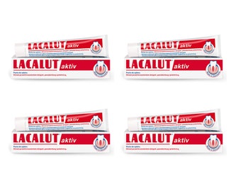 4 x Lacalut Aktiv ACTIVE dentifrice médical qui arrête la parodontite et les saignements des gencives 75 ml