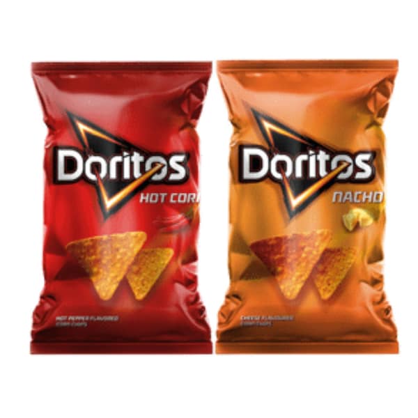 2 x DORITOS Corn Chips Snacks Mix Hot Corn & Nacho Flavors